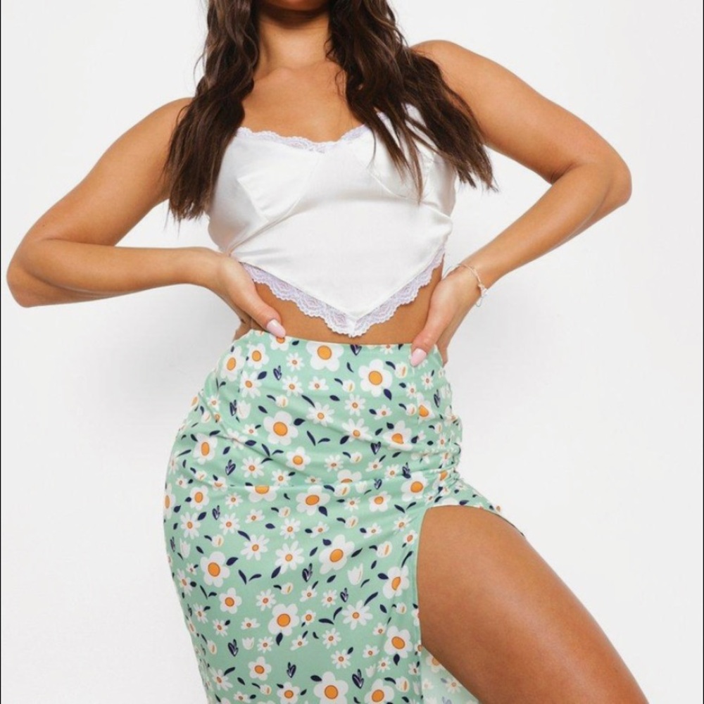 Split floral skirt